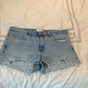 Frame Denim Women's Frayed Jean Shorts - Light Blue